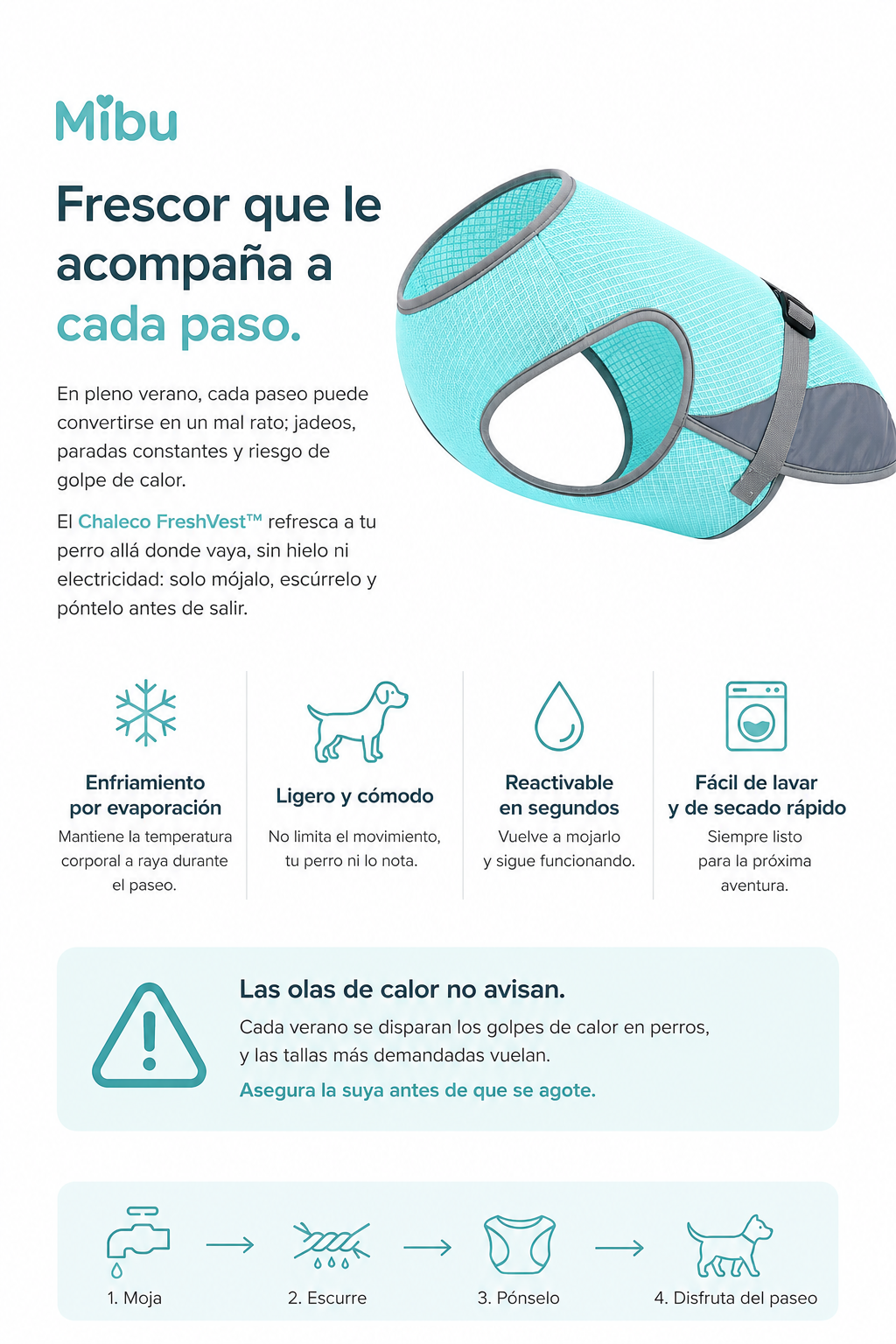 Chaleco Refrigerante FreshVest™ - Chaleco de Enfriamiento para Perros